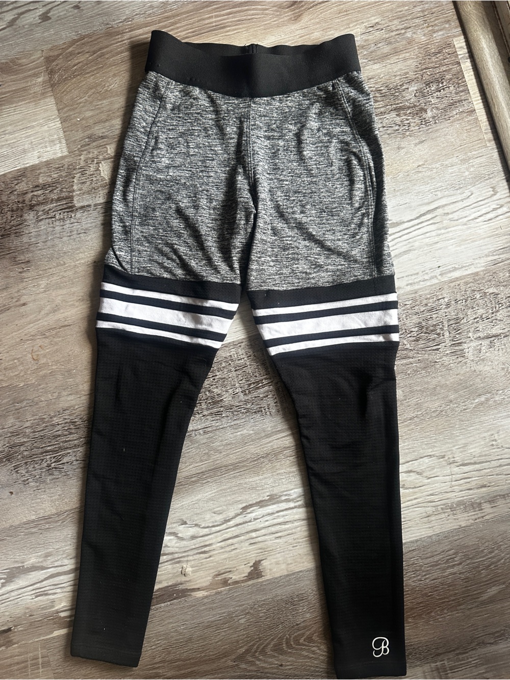Bombshell Sportswear Gray and Black Striped Leggings